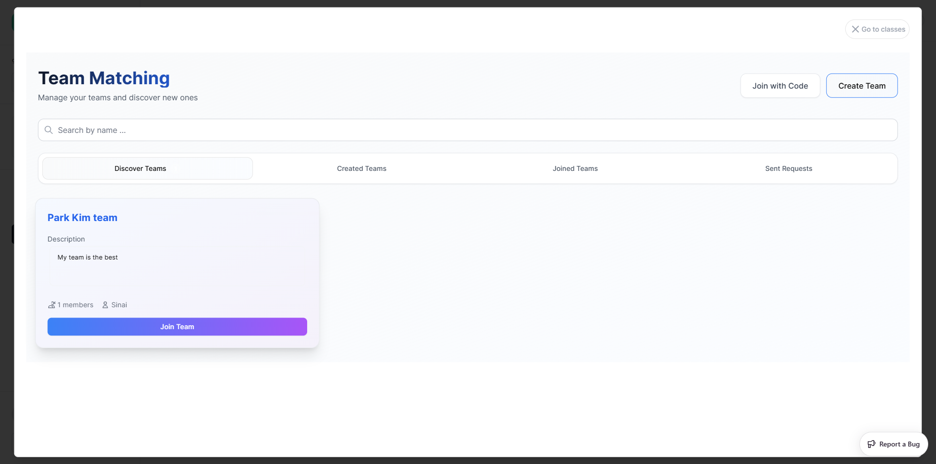 Team Matching — Discover Teams